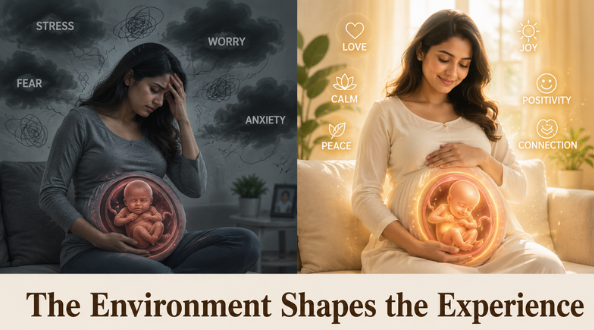 The environment shapes the experience — stress vs love, calm, connection